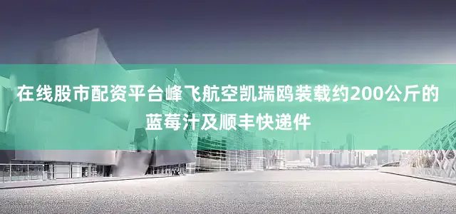 在线股市配资平台峰飞航空凯瑞鸥装载约200公斤的蓝莓汁及顺丰快递件