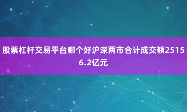 股票杠杆交易平台哪个好沪深两市合计成交额25156.2亿元